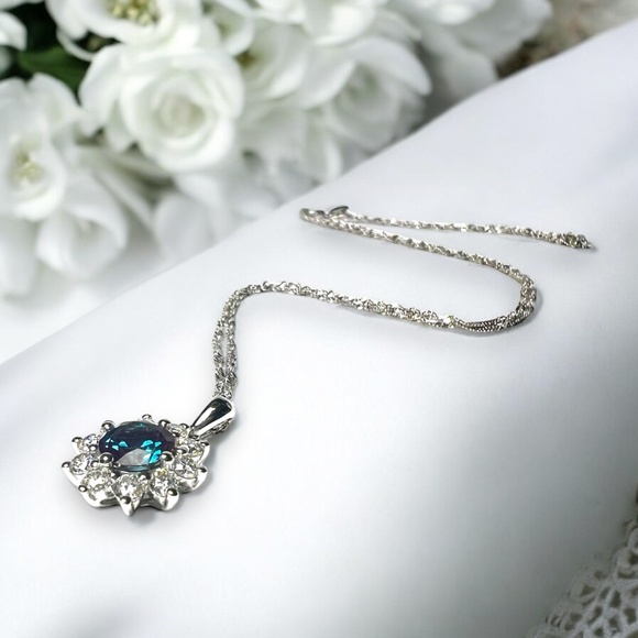 Handcrafted Color Change Alexandrite Pendant 14K White Gold  ,  June Birthstone - Picture 2 of 10